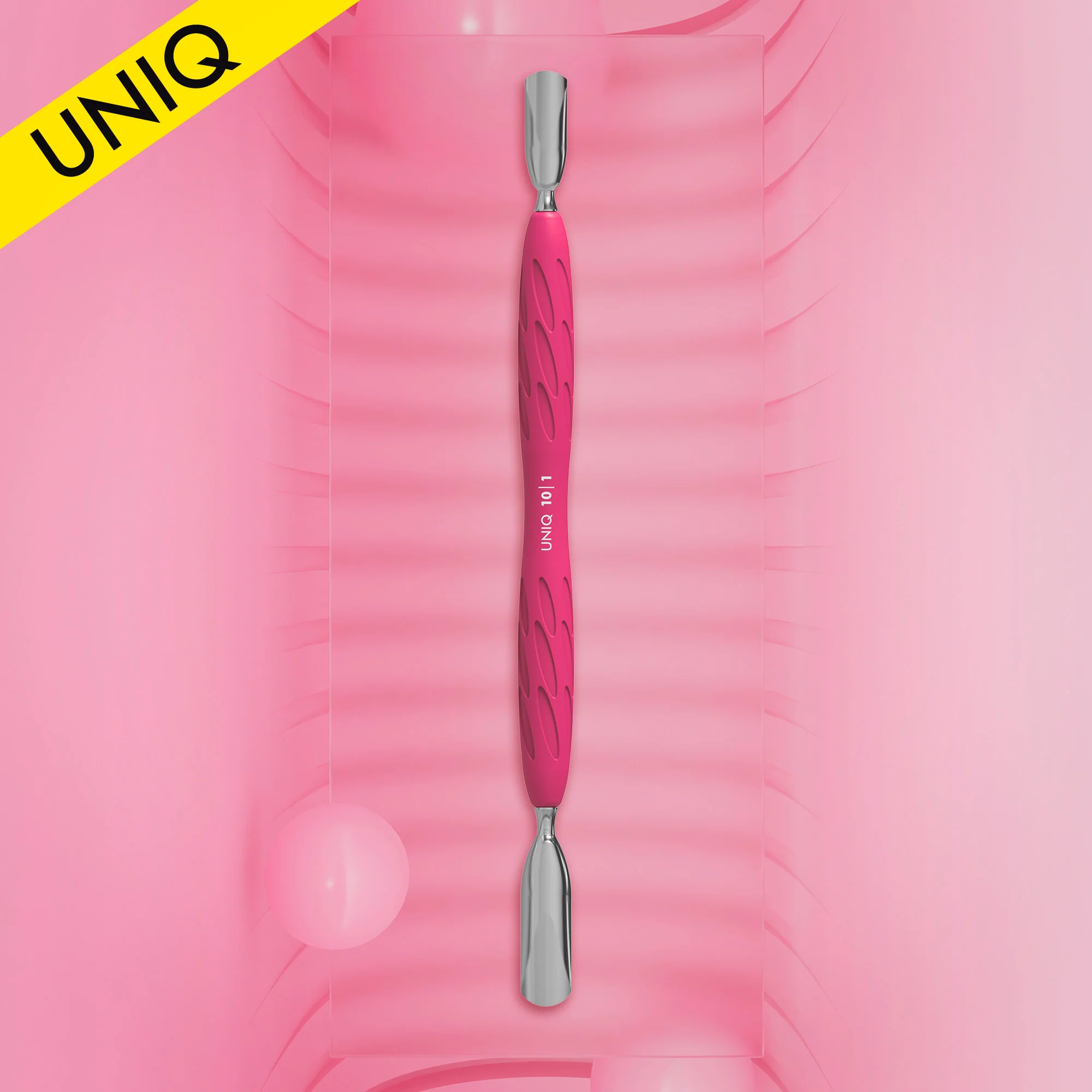 Manicure Pusher With Silicone Handle "Gummy" UNIQ 10 TYPE 1 (Wide Rounded Pusher + Narrow Rounded Pusher) PQ-10/1- STALEKS-3