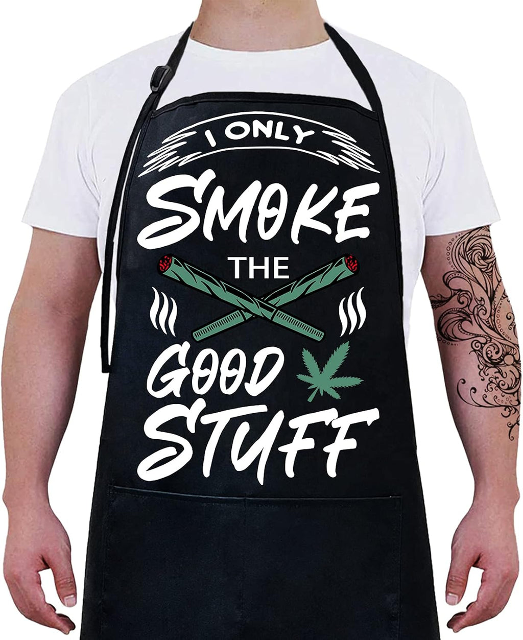 Funny Aprons for Men,Birthday Gifts for Dad,Marijuana Gifts,Bbq Apron for Men,Smoking Apron,Weed Apron,Grilling Aprons for Men,Fathers Day Men with Pockets Black Grill Cooking Chef Grilling Apron