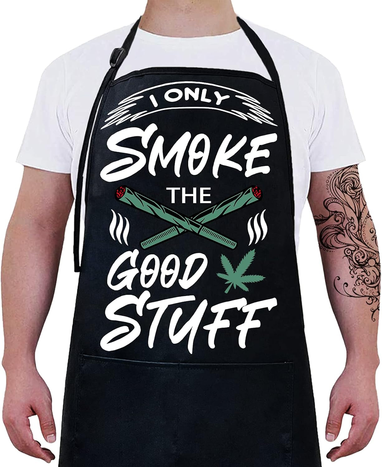 Funny Aprons for Men,Birthday Gifts for Dad,Marijuana Gifts,Bbq Apron for Men,Smoking Apron,Weed Apron,Grilling Aprons for Men,Fathers Day Men with Pockets Black Grill Cooking Chef Grilling Apron