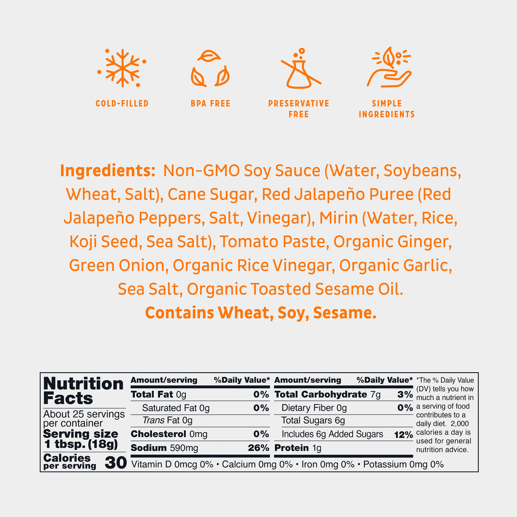 Hot & Spicy Japanese BBQ Sauce, 16Oz Bottle - Bold, Fresh, Umami Flavor