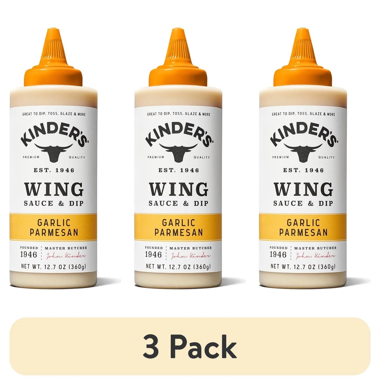 (3 Pack)  Garlic Parmesan Wing Sauce and Dip, 15.5 Oz