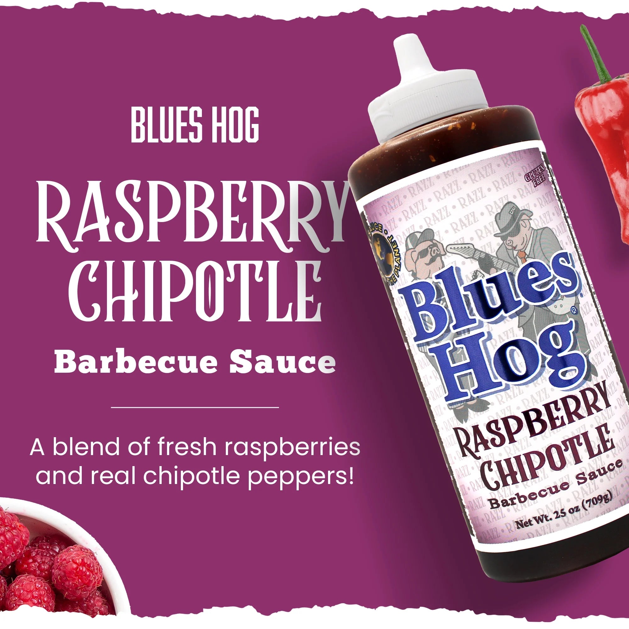 Raspberry Chipotle BBQ Sauce, Gluten-Free, 25 Oz