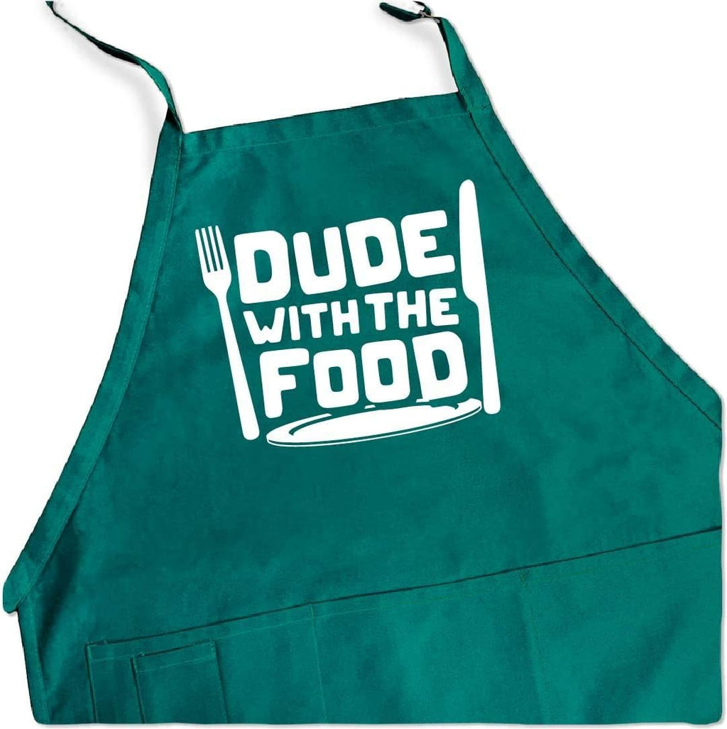Dude with Food BBQ Grill Adjustable Apron for Men, Teal, One Size