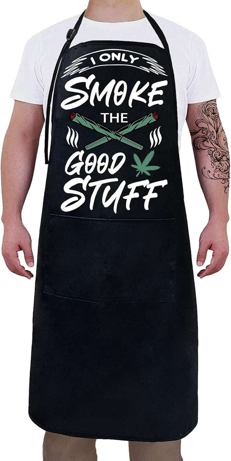 Funny Aprons for Men,Birthday Gifts for Dad,Marijuana Gifts,Bbq Apron for Men,Smoking Apron,Weed Apron,Grilling Aprons for Men,Fathers Day Men with Pockets Black Grill Cooking Chef Grilling Apron