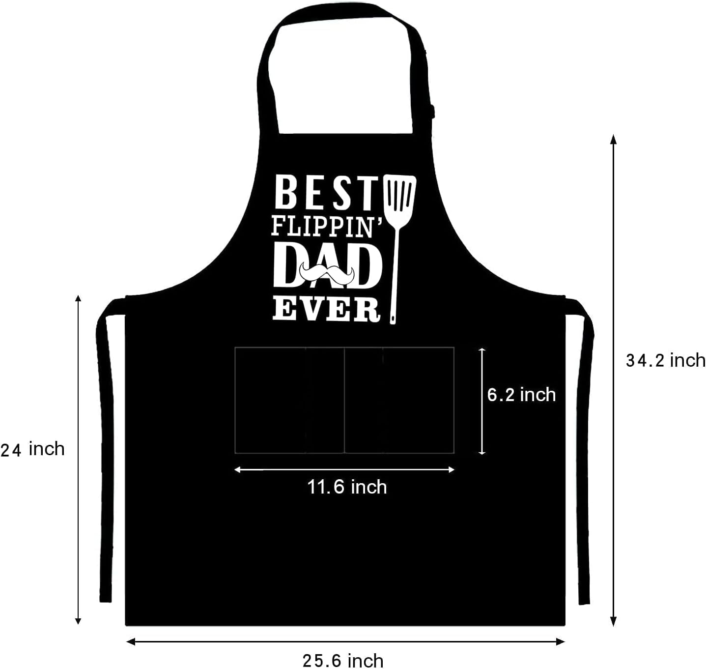 Funny Aprons for Men with Pockets - BEST FLIPPIN' DAD EVER- Grilling Aprons, Grill Men, Birthday Gifts Husband, Dad, BBQ Apron, Kitchen Apron 2 Pockets, 1 Pack, Black,White
