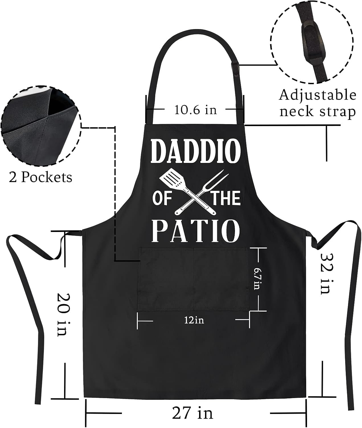 2 Pack - Aprons for Men ,Fathers Day,Dad Apron,Gifts for Dad - from Daughter Son for the Best Dad Husband Stepfather Birthday Barbecue Gift Funny for Mens Grilling Cooking Kitchen Chef BBQ Apron
