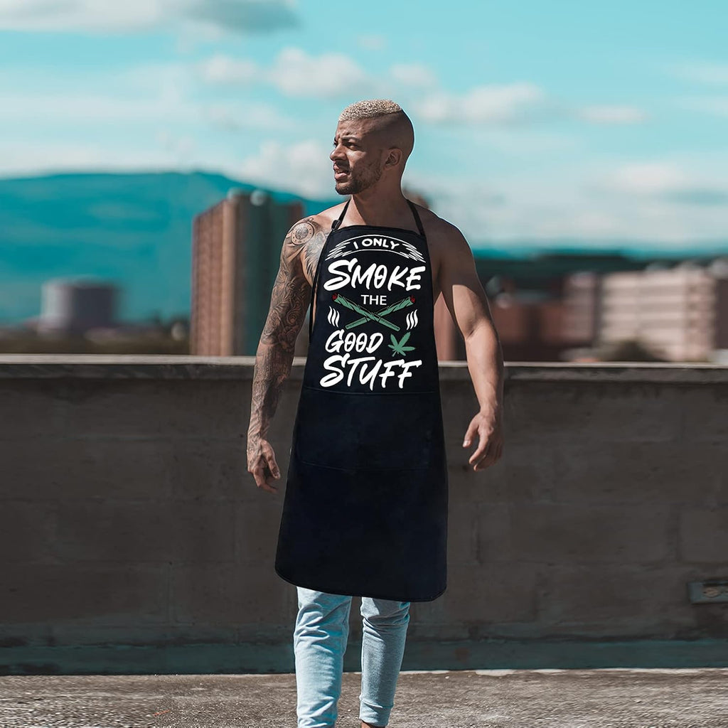Funny Aprons for Men,Birthday Gifts for Dad,Marijuana Gifts,Bbq Apron for Men,Smoking Apron,Weed Apron,Grilling Aprons for Men,Fathers Day Men with Pockets Black Grill Cooking Chef Grilling Apron