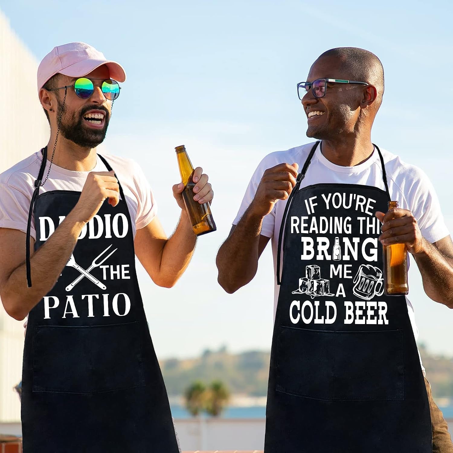 2 Pack - Aprons for Men ,Fathers Day,Dad Apron,Gifts for Dad - from Daughter Son for the Best Dad Husband Stepfather Birthday Barbecue Gift Funny for Mens Grilling Cooking Kitchen Chef BBQ Apron