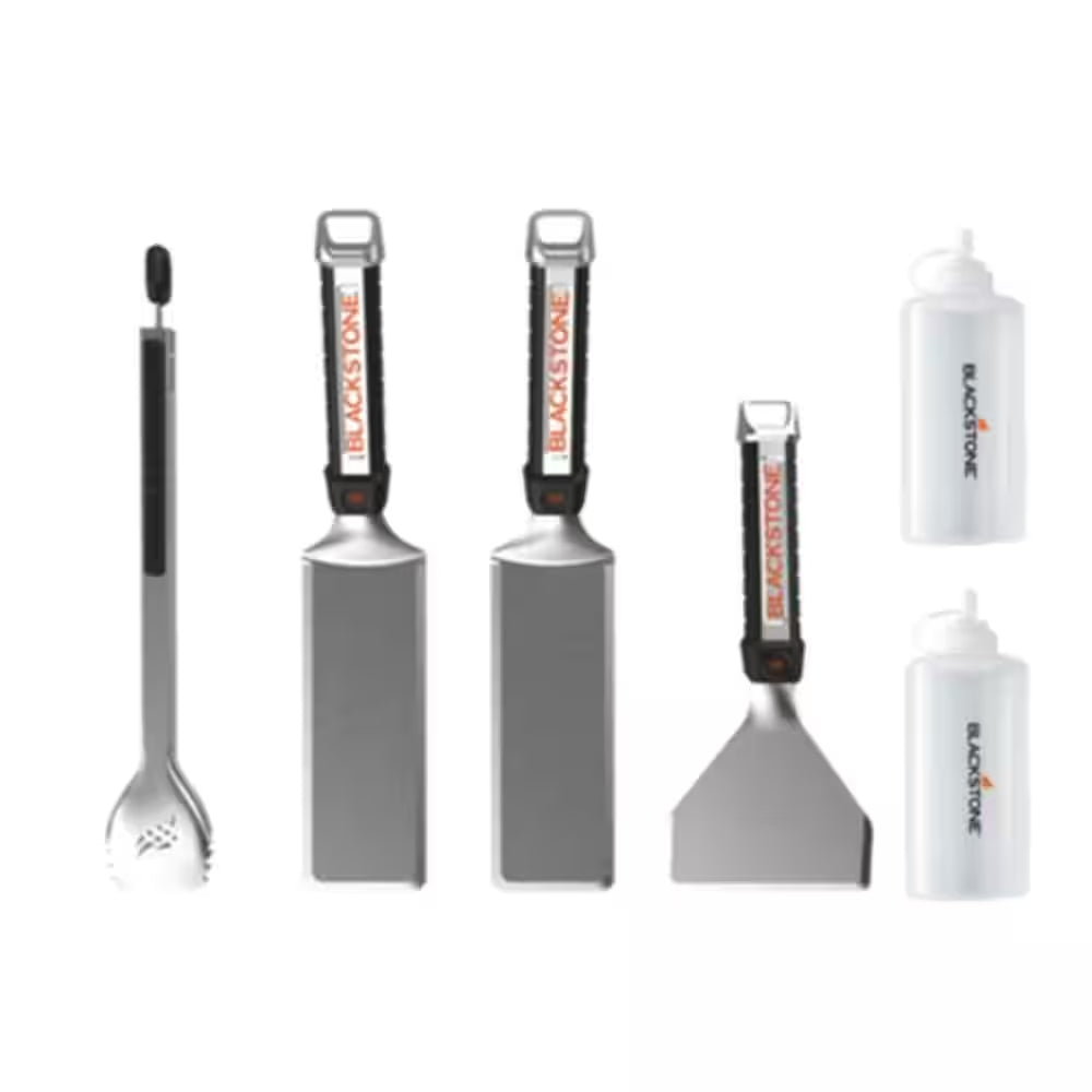 Black Grilling Utensils Griddle Cleaning Kit Cooking Accessory (6-Piece)